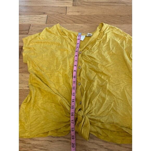 Rachel Zoe women's gold yellow 100% Linen Button-Front Tie-Knot thin Top size - Picture 7 of 7